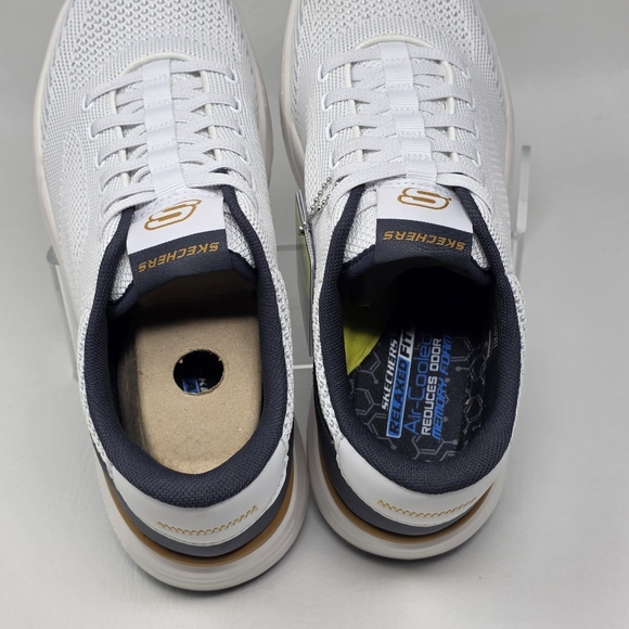 Skechers Corliss Dorset Mens Size 8.5 White Navy Blue Relaxed Fit Sneaker New - Picture 10 of 12